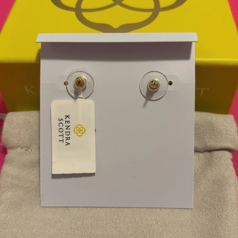 ✨1HR SALE✨ NWT Kendra Scott Ellie Earrings Hot Pink Drusy Gold - Picture 6 of 6